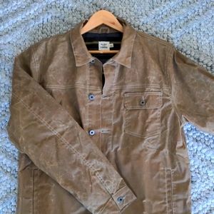 Flint and Tinder Flannel lined waxed trucker jacket
